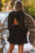 Layered Ruffled Open Back Puff Sleeve Swiss Dot Mini Dress